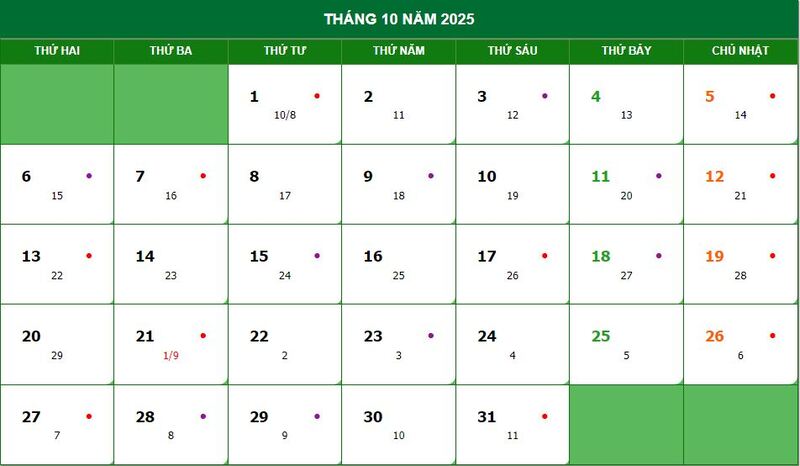 Lịch vạn niên, lịch âm dương 2025 cùng các sự kiện đáng helo88 vina