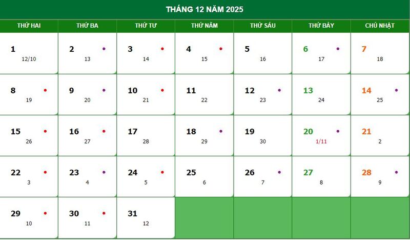 Lịch vạn niên, lịch âm dương 2025 cùng các sự kiện đáng helo88 vina