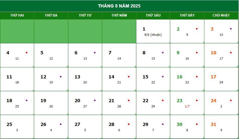 Lịch vạn niên, lịch âm dương 2025 cùng các sự kiện đáng helo88 vina