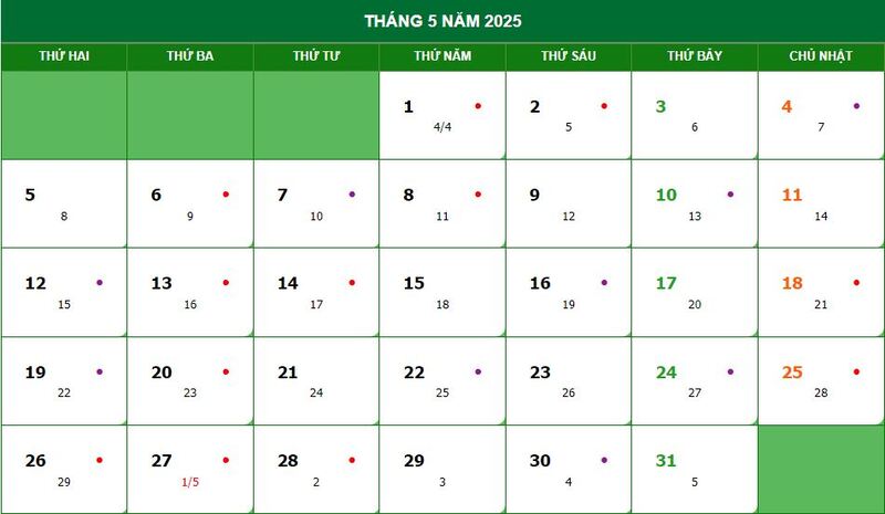 Lịch vạn niên, lịch âm dương 2025 cùng các sự kiện đáng helo88 vina