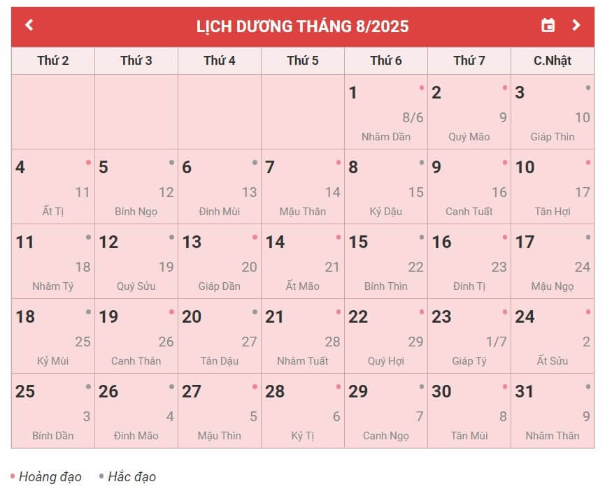 Lịch âm dương 2025 (Ất Tỵ)- Các ngày lễ, sự kiện trong năm