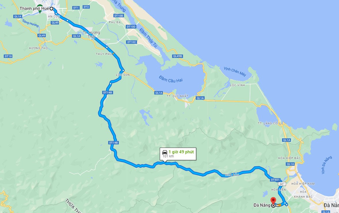 Từ Đà Nẵng đi Huế 33hello88 km, mất bao lâu và bằng phương tiện gì?