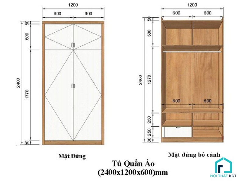 Tìm hiểu kích thước tủ quần áo tiêu chuẩn hiện nay 33hello88?