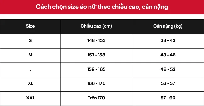 Bảng size áo nữ mới nhất 2022 và cách chọn size áo 33hello88