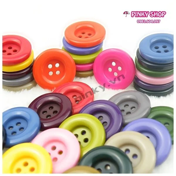 Cúc áo, nút áo, khuy áo đẹp nhựa tròn Pinky Shop loại 2.5cm mã CANT1
