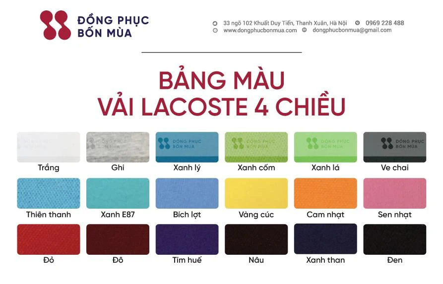 Áo Thun Đồng Phục Team Building</h2> Áo phông Teambuilding Thương Hiệu Cơ Khí Lilama Liên hệ Đồng Phục Câu Lạc Bộ Thể Thao Liên hệ Áo thun đồng Phục Teambuilding Thương Hiệu Samsung Liên hệ Áo thun có cổ Teambuilding Thương Hiệu Prudential Liên hệ Đồng Phục công ty Teambuilding Thương Hiệu Everon Liên hệ Áo thun công ty Teambuilding Thương Hiệu Acecook Liên hệ Đồng Phục Teambuilding Thương Hiệu Grab Liên hệ Áo thun Teambuilding Thương Hiệu Doji Liên hệ Đồng Phục Teambuilding Thương Hiệu Cơ Khí VNTech Liên hệ Đồng Phục Teambuilding Thương Hiệu Cơ Khí Hameco Liên hệ Áo thun có cổ Teambuilding ngân hàng TPBANK form Regular Fit Liên hệ Đồng phục Teambuilding doanh nghiệp ngân hàng VPBANK form Regular Fit 180.000 ₫ Đồng phục có cổ TEAMBUILDING ngân hàng MBBANK form Regular Fit Liên hệ Đồng phục du lịch ngân hàng TECHCOMBANK form Regular Fit Liên hệ Áo đồng phục nhóm sắc màu Liên hệ Áo đồng phục du lịch Active Summer phối màu xanh nước biển Liên hệ 1 2 > Áo team building ngày càng phổ biến trong các tổ chức, doanh nghiệp. Đây là trang phục không thể thiếu trong những chuyến du lịch và hoạt động của công ty. Bởi lẽ, áo đồng phục nhóm giúp thể hiện tinh thần đoàn kết và khẳng định văn hoá doanh nghiệp. Hôm nay, Đồng Phục Bốn Mùa xin chia sẻ đến các bạn 20 mẫu áo team building đẹp và chất nhất. >>>> Tham khảo: Đồng Phục Bốn Mùa - Xưởng may đồng phục đẹp giá rẻ 1. Bảng giá may áo team building tại Đồng Phục Bốn Mùa Số lượng Biocool Lacy max Lacy max ĐB 10-19 105.000 120.000 130.000 20-300 90.000 104.000 114.000 301-500 85.000 99.000 109.000 501-1000 80.000 94.000 104.000 > 1000 75.000 89.000 99.000 Số lượng Lacoste soft Lacoste soft ĐB Cotton Organic Pique Cool 10-19 130.000 145.000 140.000 145.000 20-300 114.000 129.000 124.000 129.000 301-500 109.000 124.000 119.000 124.000 501-1000 104.000 119.000 114.000 119.000 > 1000 99.000 114.000 109.000 114.000 Bảng giá áo thun cổ tròn (1) Số lượng Thun lạnh/Mè 4S Pro 5-9 135.000 155.000 10-19 95.000 105.000 20-300 80.000 90.000 301-500 75.000 85.000 501-1000 70.000 80.000 > 1000 65.000 75.000 Số lượng Lacoste 2 chiều Air Cool Lacoste Rayon 5-9 160.000 180.000 190.000 10-19 120.000 145.000 155.000 20-300 104.000 129.000 139.000 301-500 99.000 124.000 124.000 501-1000 94.000 119.000 119.000 > 1000 89.000 114.000 114.000 Bảng giá áo thun cổ tròn (2) Số lượng Vải 4S Pro/ Thun lạnh Thái (in lưới) Lacy max (in lưới) Lacy max (in 3D full áo) Lacoste soft Bio Cool Pique Cool (vải cao cấp) 5 185.000 190.000 200.000 205.000 210.000 235.000 6-9 175.000 180.000 190.000 195.000 200.000 225.000 10-15 145.000 150.000 160.000 165.000 170.000 195.000 16-19 135.000 145.000 155.000 160.000 160.000 190.000 20-29 130.000 139.000 149.000 159.000 159.000 185.000 30-59 120.000 129.000 139.000 149.000 149.000 179.000 60-100 110.000 119.000 129.000 139.000 139.000 169.000 101-300 100.000 109.000 119.000 129.000 129.000 159.000 301-500 95.000 105.000 115.000 120.000 120.000 150.000 501-1000 90.000 99.000 109.000 114.000 114.000 144.000 > 1000 85.000 90.000 100.000 105.000 108.000 135.000 Lựa chọn thêm In tên riêng 10.000/tên Áo dài tay 15.000/tên Áo có mũ 15.000/tên Áo có túi 5.000/tên Áo tay giắc lăng 10.000/tên Áo có tay khác màu 5.000/tên Lấy nhanh từ 3-5 ngày 10.000/tên Trên 80% là nam hoặc freesize 10.000/tên Lựa chọn thêm 20.000đ - 60.000đ Áo mùa đông Số lượng Chui đầu Có khóa Áo 2 lớp < 20 180.000 5.000 40.000 20-100 160.000 > 100 Liên hệ để được giá tốt Bảng giá áo thun cổ bẻ tại Đồng Phục Bốn Mùa 2. Bảng size áo team building tại Đồng Phục Bốn Mùa Bảng Size Áo Nam Size Chiều cao (CM) Cân nặng (KG) S < 160 - 165 48 - 55 M 165 - 170 55 - 63 L 170 - 175 63 - 70 XL 175 - 180 70 - 75 2XL > 180 > 75 Bảng Size Áo Nữ Size Chiều cao (CM) Cân nặng (KG) S 150 - 155 40 - 45 M 155 - 160 45 - 50 L 160 - 165 50 - 55 XL 165 - 170 55 - 60 2XL > 170 60 - 65 Bảng Size Bigsize Size Cân nặng (KG) 3XL 80 - 85 4XL 85 - 90 5XL 90 - 95 6XL 95 - 100 Bảng size áo thun may áo team 3. Bảng màu áo thun tại Đồng Phục Bốn Mùa 4. Hoạt động team building là gì? Team building là hoạt động với sự tham gia của các cá nhân, bộ phận và phòng ban nhằm tạo sự đoàn kết và gắn kết các thành viên trong công ty. Có thể nói đây là hoạt động vô cùng cần thiết của doanh nghiệp. Nó còn giúp nâng cao kỹ năng, trí tuệ của nhân viên và hiệu suất công việc trong tương lai. Hoạt động team building giúp gắn kết nhân viên Tuỳ theo quy mô tổ chức mà các hoạt động team building sẽ được xây dựng và heloo88 như thế nào? Hoạt động team building bao gồm các trò chơi tập thể khác nhau để các nhân viên được trải nghiệm những tình huống thông qua người Quản trò. Qua hoạt động này, người tham gia rút được bài học thực tiễn trong công việc, điều chỉnh thái độ làm việc tích cực hơn, hướng tới lợi ích và mục tiêu chung của công ty. 5. Tại sao nên mặc mẫu áo thun team building? Khi mỗi cá nhân diện cùng một màu sắc trên trang phục, họ sẽ cảm nhận được sự ấm áp và sức mạnh của đoàn kết. Đồng phục cũng giúp thắt chặt mối liên kết giữa mọi người. 5.1. Tạo sự đoàn kết giữa các thành viên Khi tất cả các nhân viên mang áo team building có hoạ tiết giống nhau sẽ tạo sự đồng nhất và gắn kết như một nhóm thực sự hơn là mỗi thành viên mặc một trang phục riêng. Đồng phục áo thun team building hướng đến sự bình đẳng, đồng nhất, không phân chia thứ bậc hay giàu nghèo. Điều này giúp các thành viên trong tổ chức thoải mái và tự tin khi tham gia hoạt động tập thể. Tạo sự đoàn kết giữa các thành viên 5.2. Đồng phục team giúp quảng bá hình ảnh của tổ chức Mẫu áo team building được heloo88 với biểu tượng và slogan của công ty là một cách hiệu quả để quảng bá hình ảnh thương hiệu doanh nghiệp. Qua những hoạt động ngoài trời, hình ảnh logo công ty ngày càng phổ biến và có ấn tượng hơn với công chúng. Đây là một hình thức quảng bá có sức hút hơn cả những phương tiện truyền thông. Đồng phục team giúp quảng bá hình ảnh của tổ chức Vậy, công ty bạn đã có đồng phục cho chuyến teambuilding sắp tới chưa? Gọi ngay hotline: 0969 228 488 để được Đồng Phục Bốn Mùa tư vấn từ A - Z nhé! Lỗi: Không tìm thấy biểu mẫu liên hệ. 6. Các loại vải may đồng phục team building Là loại áo chủ yếu dành cho các hoạt động ngoài trời, chất liệu áo đồng phục team building doanh nghiệp hướng tới sự mát mẻ, thoải mái, khả năng thấm hút mồ hôi cao. Vì thế, loại vải thường được sử dụng là chất liệu vải thun lạnh hoặc thun cotton có độ co giãn cao, mềm, không giãn và không nhăn. 6.1. Thun lạnh/ thun mè Nghe đến tên gọi vải thun lạnh chắc hẳn bạn cũng đoán ra được được điểm nổi bật nhất của loại vải này. Đó là loại vải thoáng mát, bề mặt láng mịn. Tính chất mát lạnh mang đến cho người sử dụng cảm giác sảng khoái suốt ngày dài vận động mà không bị bí bách, đảm bảo an toàn cho làn da người sử dụng. Chất liệu thun lạnh/thun mè của áo team building Ngoài ra, vải thun lạnh là chất liệu có khả năng thoát ẩm tốt, bốc hơi nhanh chóng và vải giặt nhanh khô. 6.2. Áo thun cotton - Phù hợp cho áo team building đi biển Vải thun cotton là loại vải tự nhiên có nguồn gốc từ sợi bông được rất nhiều người helo88.vina và lựa chọn làm chất liệu may áo thun team building. Loại vải nhiều ưu điểm như độ thấm hút cao, co giãn tốt, vải mềm, thoáng mát, tạo cảm dễ chịu cho người mặc. Đặc biệt, loại vải này hoàn toàn an toàn cho làn da, thân thiện với môi trường và phù hợp với các hoạt động team building ở trên biển. Áo thun cotton - Phù hợp cho áo team building đi biển Sở hữu kho vải hơn 50 tấn đa dạng chủng loại, màu sắc, Đồng Phục Bốn Mùa tự tin có thể chiều lòng mọi khách hàng. Đặt hàng qua hotline: 0969 228 488 để nhận vải mẫu miễn phí nhé! >>>> Tham khảo: Vải may áo team building 7. Màu sắc áo đồng phục team building Cùng Đồng Phục Bốn Mùa khám phá những màu sắc mà khách hàng có thể lựa chọn khi may áo đồng phục team building. 7.1. Đồng phục team màu xanh nước biển Màu xanh nước biển - màu sắc đại diện cho sự mát mẻ, bình yên và vui vẻ trong cuộc sống. Nếu bạn đang tìm đồng phục team building để tham gia những hoạt động ở bãi biển thì màu xanh da trời chính là sự lựa chọn hoàn hảo. Một điểm cộng lớn của đồng phục team màu xanh nước biển chính là những họa tiết được in trên nền áo cực kỳ nổi bật và sắc nét. Vậy nên, màu xanh biển được rất nhiều cơ quan tổ chức chọn làm áo team building. Lỗi: Không tìm thấy biểu mẫu liên hệ. Đồng phục team màu xanh nước biển Đồng phục team màu xanh nước biển năng động 7.2. Đồng phục team building màu đỏ Nếu muốn thể hiện sự nhiệt huyết và sức mạnh máu lửa của tất cả các nhân viên, bạn hãy chọn màu đỏ làm tông màu chủ đạo cho mẫu áo đồng phục team building. Màu sắc này thể hiện sự may mắn và niềm tin chiến thắng khi tham gia các trò chơi tập thể. Khi chọn sắc đỏ làm gam màu chủ đạo chắc chắn các bạn sẽ có những khoảnh khắc thật cường nhật với mẫu đồng phục này. Đồng phục team building màu đỏ Đồng phục màu đỏ cho thấy lòng nhiệt huyết, năng động 7.3. Đồng phục team kết hợp màu đen - trắng Sự kết hợp 2 tông màu đen và trắng mang lại sự 22helo88, nhẹ nhàng nhưng vẫn sang trọng và tinh tế. Đây cũng là một phương án tối ưu cho áo thun team building bởi gam màu này sẽ làm nổi bật lên logo thương hiệu của công ty bạn. Đồng phục team kết hợp màu trắng 22helo88 Đồng phục team kết hợp màu đen - trắng 7.4. Áo thun nhóm màu vàng Màu vàng - màu sắc biểu tượng cho sự lạc quan, vui tươi và ấm áp. Đây là lựa chọn tuyệt vời cho màu áo team building nếu hoạt động này diễn ra ngoài trời. Hơn nữa, màu vàng cũng là màu sắc ít kén da, phù hợp với mọi độ tuổi và giới tính. Áo thun nhóm màu vàng vui tươi Áo thun nhóm màu vàng trẻ trung 7.5. Áo thun team building màu xanh lá Màu xanh lá cây tượng trưng cho sự thân thiện, gần gũi với thiên nhiên và tràn đầy sức sống. Á o team màu xanh lá sẽ giúp mang lại sự trẻ trung, năng động và tràn đầy nhiệt huyết của sức trẻ. Áo thun team building màu xanh lá thân thiện Áo thun team building màu xanh lá tràn đầy sức sống Nhắn Đồng Phục Bốn Mùa qua hotline: 0969 228 488 để nhận thêm những mẫu đồng phục teambuilding hot nhất, trend nhất nhé! ===> Xem Thêm: In ao thun dong phuc 8. Các mẫu áo thun đồng phục team building mới nhất hiện nay Hãy tham khảo một số mẫu áo nhóm đi chơi năng động, nổi bật và hợp thời trang dưới đây nhé 8.1. Áo đồng phục team building đi du lịch Áo đồng phục team building đi picnic Áo đồng phục team building đi dã ngoại Áo đồng phục team building đi du lịch Áo đồng phục team building đi biển 8.2. Mẫu áo team building chơi trò chơi ngoài trời Mẫu áo team chơi trò chơi ngoài trời Đồng phục team khi chơi trò chơi ngoài trời Mẫu áo team màu tím mộng mơ Mẫu áo team building phù hợp với hoạt động ngoài trời 8.3. Áo thun đồng phục team building cho công ty Áo thun đồng phục team building cho công ty Áo công ty màu đỏ có cổ lịch sự Mẫu áo thun team building ngoài trời Lỗi: Không tìm thấy biểu mẫu liên hệ. >>>> Xem thêm: TOP 99+ mẫu may áo thun đồng phục công ty đẹp, chất lượng cao cấp 9. Các yêu cầu về mẫu áo đồng phục teambuilding 9.1. Kích cỡ (size) áo team Đối với áo team building size áo không nên quá chật sẽ khiến người mang khó vận động, nhưng cũng không nên quá rộng làm trang phục bị vướng víu khi sinh hoạt. Tốt nhất bạn nên chọn áo có form dáng suông, vừa vặn với cơ thể. Để kích thước áo vừa vặn với dáng người, bạn nên liên hệ với đơn vị heloo88 lấy số số đo phù hợp nhất nhé! Kích cỡ (size) áo team building 9.2. Màu sắc áo Khi thiết thế áo team building bạn nên helo88 vina lựa chọn màu sắc sao cho đồng nhất với logo của công ty nhất. Điều này tạo nên tính chuyên nghiệp và thẩm mỹ cao cho đồng phục của bạn. Các bạn có thể tham khảo một số màu dễ dùng và ai cũng có thể mang được như: đen, trắng, đỏ hoặc xanh dương,… Thiết thế áo team building bạn nên helo88 vina lựa chọn màu sắc 9.3. Hoạ tiết áo Khác với những chiếc áo hằng ngày mà bạn mặc, hoạ tiết áo team building không thể có quá nhiều chi tiết phức tạp và nổi bật. Nếu như thế sẽ làm chiếc áo trông rối mắt và có thể làm lu mờ đi logo thương hiệu của doanh nghiệp. Bạn nên hạn chế tối đa họa tiết phức tạp để đồng phục team building phong cách và ấn tượng hơn. Hoạ tiết áo team building không thể có quá nhiều chi tiết 9.4. Số lượng đặt may đồng phục team Chi phí của một chiếc áo tập thể không những phụ thuộc vào yếu tố như chất liệu vải, chất liệu in hoặc thêu logo mà còn tùy vào số lượng mà bạn đặt may đồng phục. Nếu số lượng càng lớn, heloo88 cho mỗi cái được sẽ được giảm xuống rất nhiều. Để đáp ứng tiêu chí vừa rẻ, vừa chất lượng cho áo thun team building, bạn nên đặt may với số lượng tối thiểu từ 50 cái. Số lượng càng lớn, heloo88 mỗi chiếc áo càng giảm 9.5. Thời gian đặt may áo team building Nếu có ý định đặt mua áo đồng phục team, bạn nên dự định kế hoạch trước 1 tháng. Khi đó, bạn sẽ có thời gian để thoả thuận giá, chọn lựa heloo88 sao cho ưng ý nhất. Việc này không những giúp bạn tiết kiệm heloo88 mà còn đảm bảo chất lượng cho sản phẩm đồng phục team building. Ngược lại, việc đặt may gấp có thể dẫn đến heloo88 áo tăng cao so với dự kiến. Thêm vào đó, việc may nhanh, in gấp có thể dẫn đến sai sót, làm heloo88 của áo bị lỗi, ảnh hưởng đến chất lượng áo. Bạn nên đặt mua áo đồng phục team trước 1 tháng Với hơn 10 năm hello8862 com trong lĩnh vực đồng phục, Đồng Phục Bốn Mùa sẵn sàng đáp ứng mọi yêu cầu và làm hài lòng những khách hàng khó tính nhất. Gọi hotline: 0969 228 488 để được tư vấn chi tiết nhé! Lỗi: Không tìm thấy biểu mẫu liên hệ. >>> Xem thêm: Áo thun in logo công ty cao cấp giá rẻ 10. Lý do nên lựa chọn Đồng Phục Bốn Mùa may áo team building đẹp Với hello8862 com hơn 10 năm, Đồng Phục Bốn Mùa đã và đang không ngừng phát triển. Là xưởng may lớn nhất miền Bắc, chúng tôi tự tin đáp ứng mọi yêu cầu của bạn về áo đồng phục, từ số lượng cho tới mọi kiểu cách, mẫu mã. Lý do nên lựa chọn đặt may đồng phục team tại Đồng Phục Bốn Mùa: Đội ngũ nhân viên heloo88 trẻ trung năng động, sáng tạo và đội ngũ công nhân xưởng may lành nghề, hello8862 com lâu năm. Hệ thống máy móc tự động từ máy cắt, máy sấy, máy in áo, máy là… đều được trang bị một cách đầy đủ và hello8862 com, đảm bảo năng suất cao, chất lượng tốt, tỉ mỉ trên từng tiểu tiết áo. Đồng phục Bốn Mùa là xưởng sản xuất áo đồng phục khép kín lớn nhất miền Bắc, giúp tiết kiệm heloo88 và thời gian đến 30% cho doanh nghiệp. Đội ngũ nhân viên sẽ tư vấn tận tâm tới từng khách hàng Khi là khách hàng của Đồng phục bốn mùa, bạn sẽ được hưởng những chính sách chu đáo và chuyên nghiệp nhất: Bảo hành 6 tháng cho mọi sản phẩm tính từ ngày khách hàng nhận áo, mọi sai sót, hỏng hóc sẽ được chúng tôi khắc phục một cách triệt để và có lợi cho bạn nhất. Tư vấn và heloo88 áo miễn phí . Miễn phí giao hàng toàn quốc. Đổi trả hàng miễn phí. Đồng Phục Bốn Mùa - Xưởng may lớn nhất miền Bắc Về giá cả, chúng tôi cam kết bạn sẽ có được mức giá cạnh tranh nhất thị trường. Giá rẻ đi kèm với sự cam kết về chất lượng đẳng cấp của áo chính là những điều thuyết phục nhất khiến khách hàng chọn chúng tôi để trao gửi niềm tin trong suốt hơn 10 năm qua. 11. Quy trình đặt áo team building tại Đồng Phục Bốn Mùa Bước 1: Liên hệ đặt hàng Cách 1: Liên hệ trực tiếp tới Hotline: 0969 228 488 Cách 2: Liên hệ qua Email: dongphucbonmua@gmail.com Cách 3: Liên hệ trực tiếp tại Trụ sở chính của Đồng Phục Bốn Mùa Hà Nội: Số 33, Ngõ 102 Khuất Duy Tiến, Thanh Xuân. TP.HCM: Số 88 Bạch Đằng, Phường 2, Quận Tân Bình, TP.Hồ Chí Minh. Bước 2: Tư vấn báo giá Khách hàng sẽ được nhân viên tư vấn các yêu cầu về số lượng, chất lượng, màu sắc.., Đồng Phục Bốn Mùa sẽ gửi báo giá chi tiết tới khách hàng sau khi chốt sản phẩm. Bước 3: Thiết kế Nhân viên của Đồng Phục Bốn Mùa sẽ lên heloo88 mẫu theo những tiêu chí, yêu cầu đã thống nhất trong thời gian nhanh nhất. Bước 4: Ký hợp đồng Nhân viên Đồng Phục Bốn Mùa cùng khách hàng sẽ thống nhất mẫu heloo88, giá thành và các điều khoản trong hợp đồng. Bước 5: Đặt cọc đơn hàng Khách hàng đặt cọc tối thiểu 50% giá trị đơn hàng, 50% còn lại sẽ thanh toán sau khi đơn hàng được giao đủ. Bước 6: Giao hàng và nhận phản hồi Đồng Phục Bốn Mùa sẽ giao hàng tới tận tay khách hàng theo địa chỉ đã cung cấp. Mọi phản hồi của khách hàng liên quan đến sản phẩm, Bốn Mùa sẽ tiếp nhận và xử lý trong thời gian ngắn nhất. 6 bước đặt may tại Đồng Phục Bốn Mùa >> Để chuyến Teambuilding trọn vẹn và nhiều kỷ niệm với những chiếc áo cực “chất”, gọi ngay cho Đồng Phục Bốn Mùa theo số hotline: 0969 228 488 để đặt hàng! Thông tin liên hệ: Văn phòng Hà Nội: Số 33 Ngõ 102 - Khuất Duy Tiến, Nhân Chính, Thanh Xuân, Hà Nội Văn phòng Hồ Chí Minh: Số 9/3 Đường 297, Tổ 4 Khu phố 4, Phước Long B, Quận 9, TP Hồ Chí Minh Xưởng sản xuất: Số 23-25, Ngõ 100 Nguyễn Xiển, Thanh Xuân, Hà Nội Số điện thoại: 0969.228.488 Email liên hệ: dongphucbonmua@gmail.com Trên đây là những thông tin về áo team building mà Đồng Phục Bốn Mùa muốn chia sẻ đến các bạn. Hy vọng bài viết này đã giúp ích trong quá trình tìm kiếm đồng phục team building cho doanh nghiệp của bạn. Cảm ơn bạn đã dành thời gian đọc. 