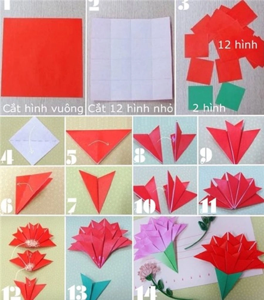 Gấp hoa: Cách gấp hoa giấy Origami 22helo88 nhưng bắt mắt