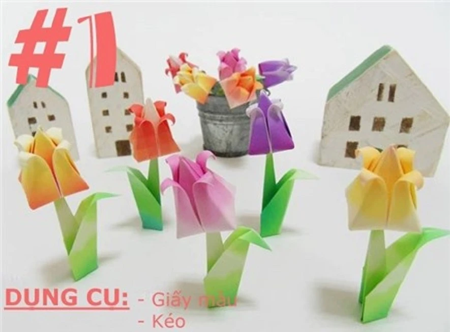 Gấp hoa: Cách gấp hoa giấy Origami 22helo88 nhưng bắt mắt