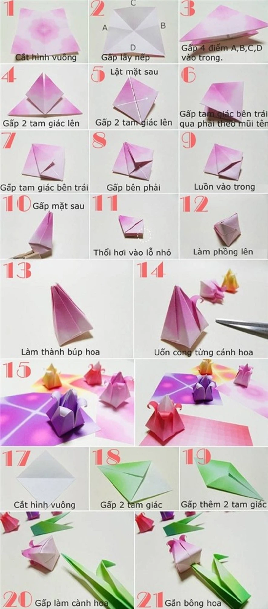 Gấp hoa: Cách gấp hoa giấy Origami 22helo88 nhưng bắt mắt
