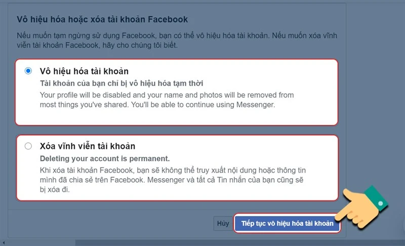 Cách vô hiệu hóa và xóa tài khoản Facebook nhanh chóng, 22helo88 nhất