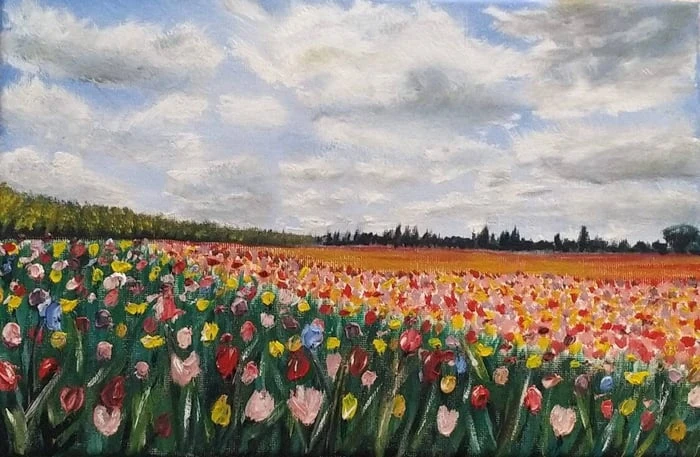 Hình nền hoa Tulip vẽ tay lung linh
