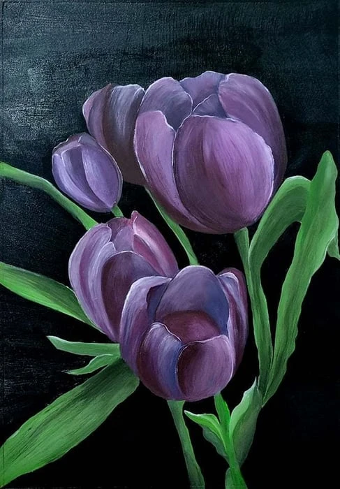 Hình nền hoa Tulip vẽ tay lung linh