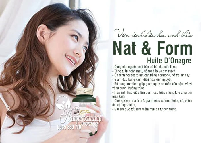 Thực phẩm chức năng Viên tinh dầu hoa anh thảo Nat & Form Huile D’Onagre Pháp