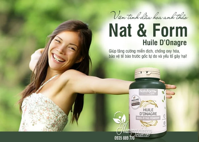 Thực phẩm chức năng Viên tinh dầu hoa anh thảo Nat & Form Huile D’Onagre Pháp