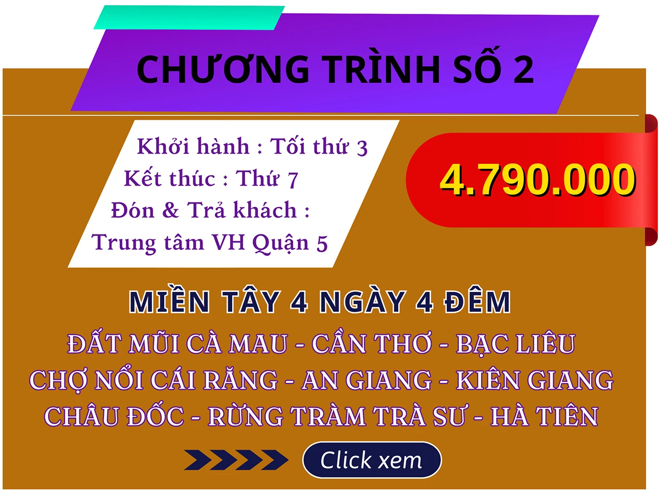 Du lịch Miền Tây 4 Ngày 3 Đêm từ TP Hồ Chí Minh