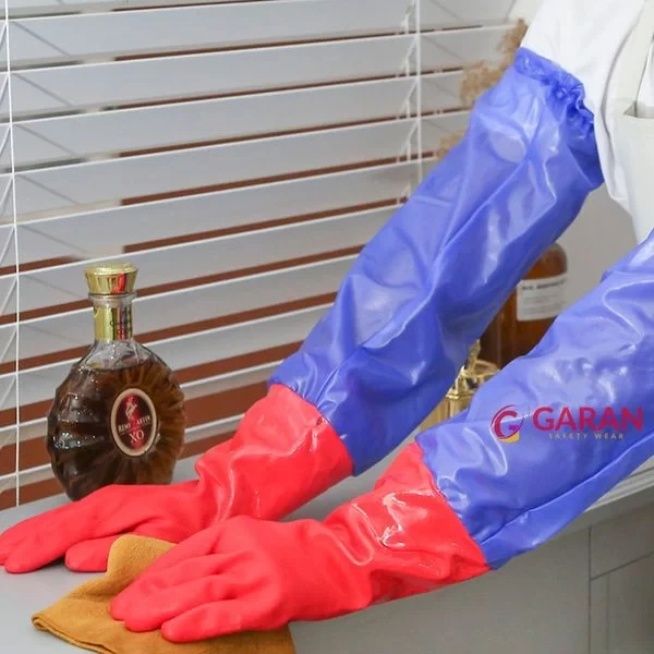 Găng Tay Rửa Bát, Vệ Sinh, Nội Trợ Bằng Cao Su Lót Nhung Chống Thấm Nước Dài 45cm