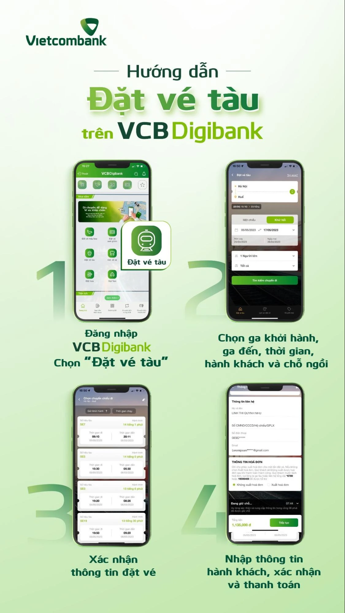 Đặt vé tàu Hà Nội-Sài Gòn online giá rẻ bất ngờ trên ví VNPAY