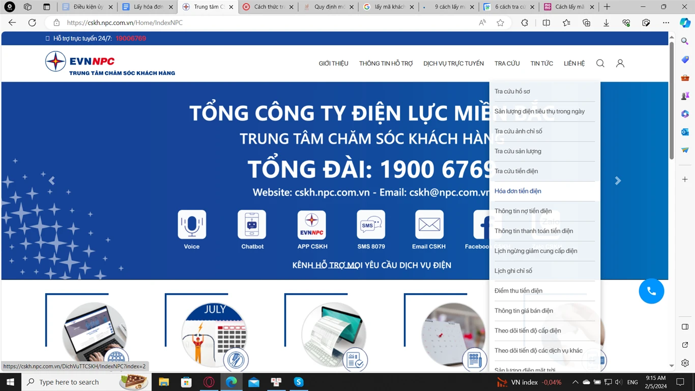 hello8862 com lấy hóa đơn điện tử tiền điện EVN