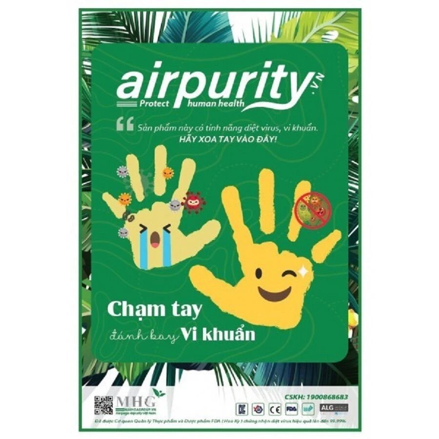 Miếng dán, bức tranh Airpurity tăng cường phòng dịch, diệt khuẩn đến 99%