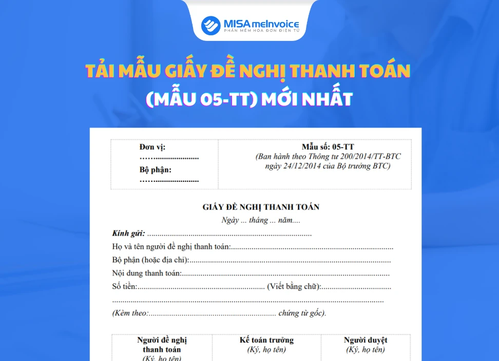 Tải mẫu giấy đề nghị thanh toán (Mẫu 05-TT) mới nhất