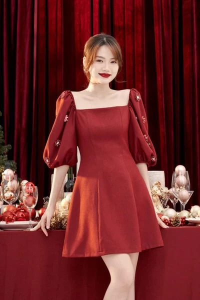 Đầm cổ vuông tay phồng - Thiết kế được lòng các cô nàng hello8862 com
