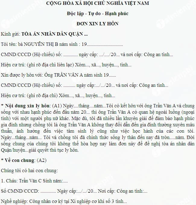 Đơn ly hôn mua ở đâu? Bao nhiêu tiền? Tự viết được không?