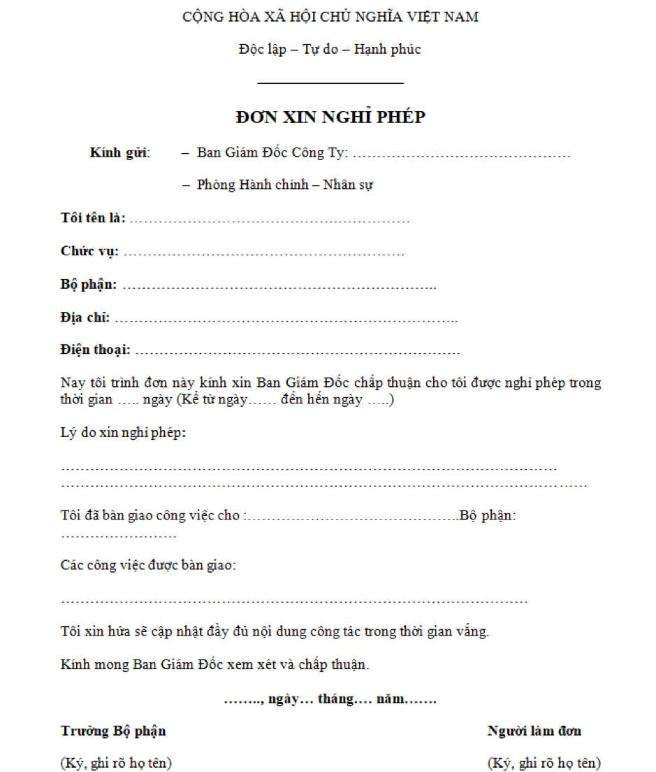 Tổng hợp các mẫu đơn xin nghỉ phép 33hello88 2024 (tải miễn phí)