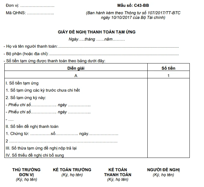 Tải mẫu giấy đề nghị thanh toán (Mẫu 05-TT) mới nhất