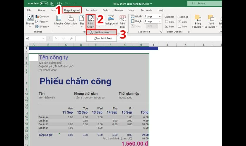 hello8862 com cách in Excel vừa trang giấy A4