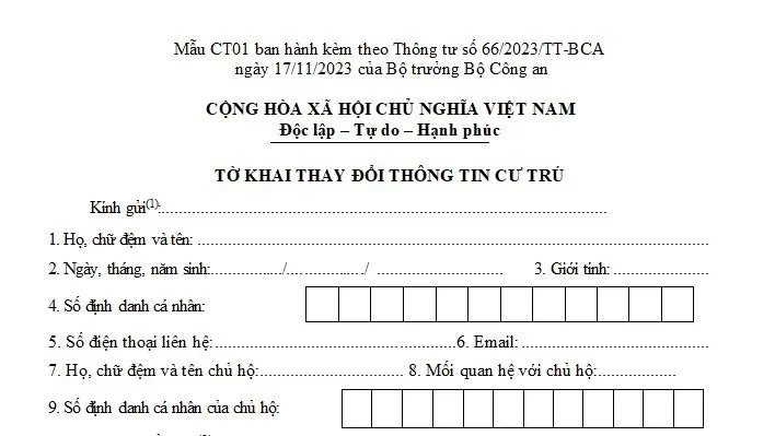 Mẫu giấy đăng ký tạm trú, tạm vắng mới nhất năm 2024