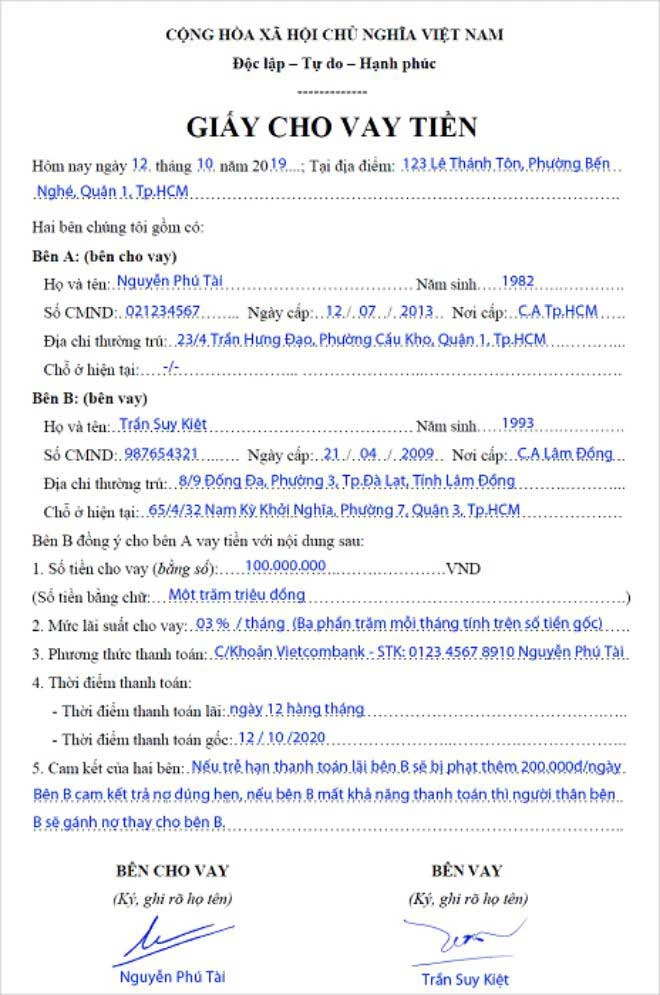 10+ mẫu giấy vay tiền cá nhân, hộ helo888 viết tay hợp pháp mới nhất 12/2024