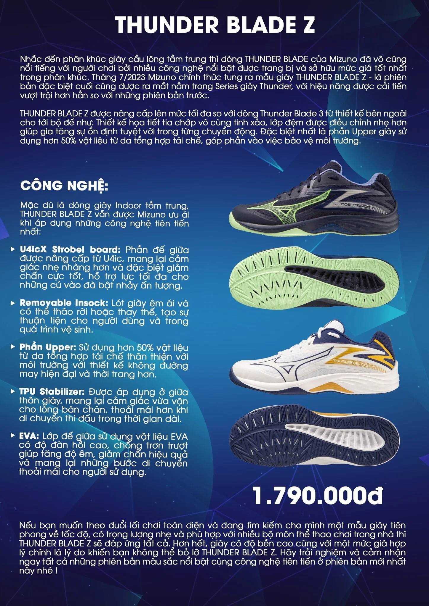 Giày cầu lông Mizuno Thunder Blade Z Chính hãng - Mizuno heloo88