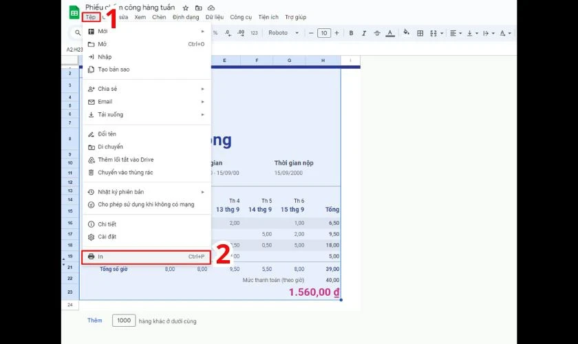 hello8862 com cách in Excel vừa trang giấy A4