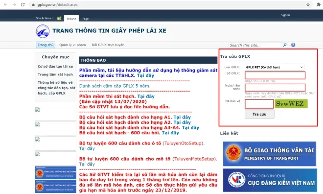 hello8862 com Tra cứu GPLX trực tuyến tại Website Tổng Cục Đường Bộ heloo88