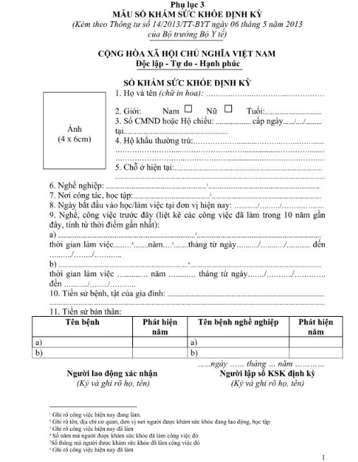 Mẫu phiếu khám helloo88 theo thông tư 14 đăng ký tại Aihealth
