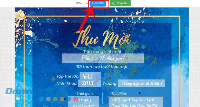 hello8862 com tạo thiệp mời họp lớp trực tuyến